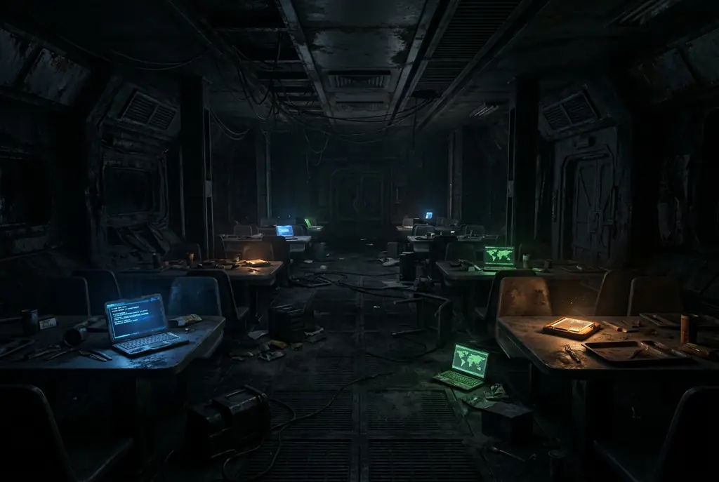 Dark terminal room
